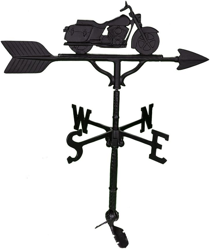 Weathervanes - Montague Metal Products 32-Inch Weathervane with Sating Black Motorcycle Ornament