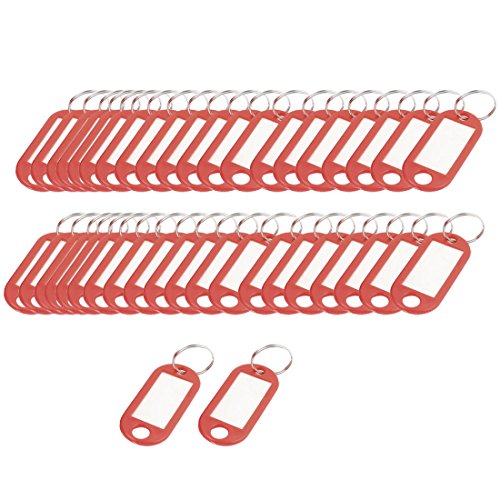 uxcell Plastic ID Label Name Key Tag Split Ring 50Pcs Red