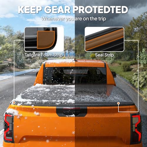 Outsunny 6.5'' Soft Tri-Fold Truck Bed Tonneau Cover, Fits 2002-2018 Dodge Ram 1500, 2003-2024 2500 3500, 2019-2024 Classic, 6.4ft Bed, Truck Bed Cover with Seal Strip, Black