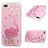 iPhone 8 Plus Case, iPhone 7 Plus Case, Badalink Sparkle Dynamic Quicksand Cover Bumper TPU Frame PC Back Anti-Scratch Shockproof Shell Skin for iPhone 7 Plus (2016)/iPhone 8 Plus (2017) - Elephant