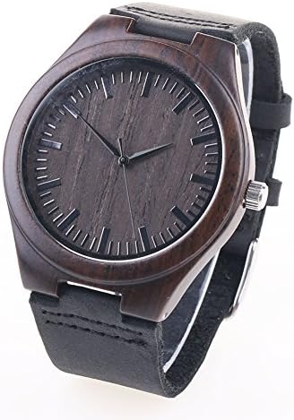 Men's Retro Leather Bamboo Wooden Watch Genuine Leather Strap Japanese Quartz Movement Casual Watches