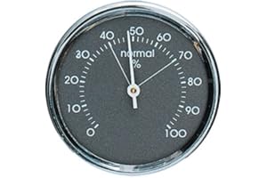 LIJA Analog Hygrometer Humidity Gauge 1.75 in. Diameter Round with Gray Scale and Metal Bezel