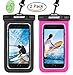 MARCHWAY Universal Waterproof Case 2 Pack, Cellphone Dry Bag Pouch with Touch Screen for iPhone Xs Max/XR/X/8/8P/7/7P Galaxy S10 Plus/S10e/S9/Note 9 Any Phone Up to 7 Inch (Black+Magenta)