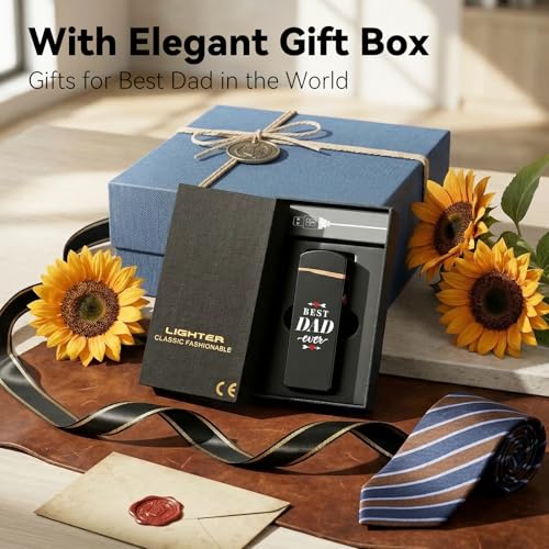 Dad Gifts for Fathers Day, Coquimbo Electric Lighter USB Rechargeable Lighter, Flameless Dual Arc Plasma Windproof Lighter for Candle Incense Fireplace, Gift for Dad Adults Men Him