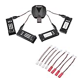 EACHINE 4-in-1 1S 3.7V Lipo Battery USB Charger with 8 Charging Cable 4 Pcs Batteries for EACHINE E58