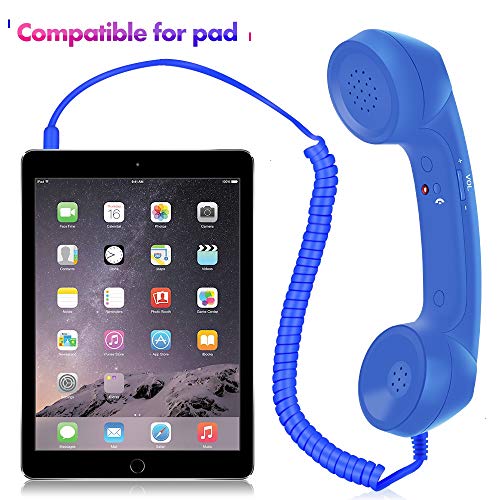 Cell Phone Handset,Retro Telephone Handset Anti Radiation Receivers 3.5MM for iPhone iPad,Mobile Phones,Computer Dark Blue