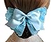 Korean Style Elegent Lace Bow Bowknot Mesh Elastic Snood Net Hairnets Barrette Hair Clip Accessories Decor Bun Cover Blue , Two ways to wear