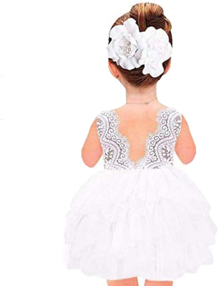 Lace Flower Girl Dress for Wedding Toddler Birthday Party Christmas Dress Princess Backless Tulle Tutu Baby Dress