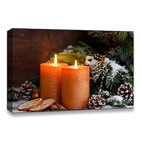 Canvas Wall Art Christmas Candles for...