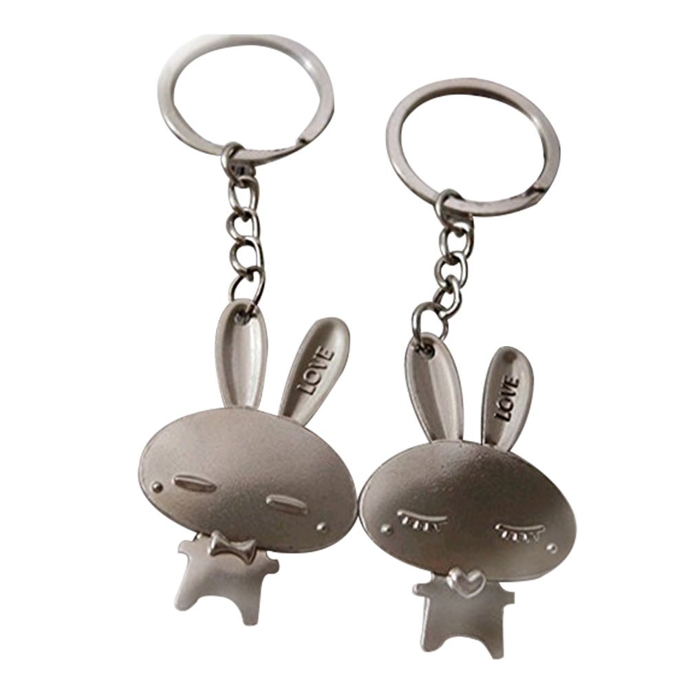Shining crown Couple Keychain New Home Keyring Rabbit Keyrings Lovers Sister Gift Metal Charm Accessory Pendant for Bag Car Key