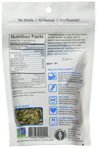 Superseedz Gourmet Roasted Pumpkin Seeds | Sea Salt | Whole 30, Paleo, Vegan & Keto Snacks | 8g Plant Based Protein… - Image 3