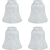 Aspen Creative 23030-4 Transitional Alabaster Bell Shape Ceiling Fan Glass Shade 2-1/8" Fitter, 4-5/8" D x 4-5/8"H, 4 Pack