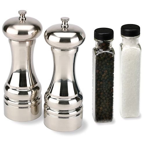 Olde Thompson Mercury Peppermill and Salt Grinder with Bonus Pepper and