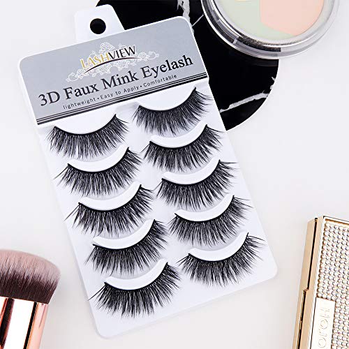 LASHVIEW False Eyelashes,Mink Fake Eyelashes, 3D Natural Layered Effect,Comfortable and Soft,Handmade Lashes Wispies,Environmental Silk Lashes,Reusable Natural Look False Eyelashes for Makeup - Thumbnail 3