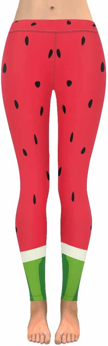 INTERESTPRINT Strawberry Watermelon Lemon Bananas Stretchy Capri Leggings Skinny Yoga Pants Regular & Plus Sizes 2XS-5XL