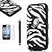 Pandamimi ULAK(TM) Zebra Design Combo Black Hard PC and Purple Soft Silicon Case Cover for Apple iPod Touch 4 4th Gen + Purple Stylus