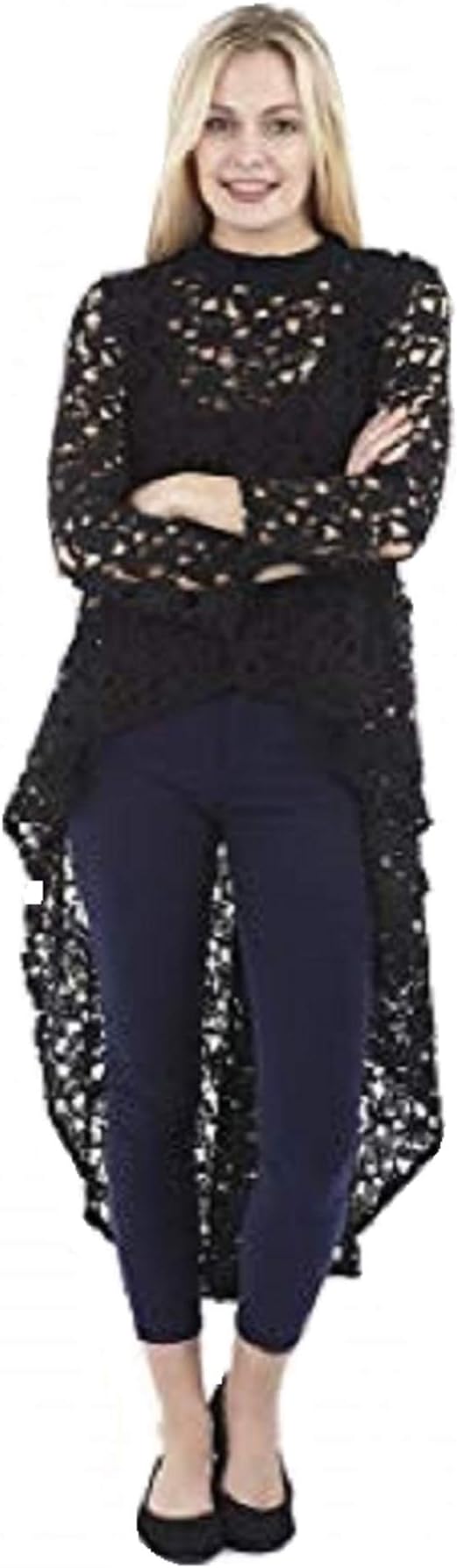 Stella Morgan Lace Dip Back Crochet Long Sleeve Curve Hem Top UK Size 8-16
