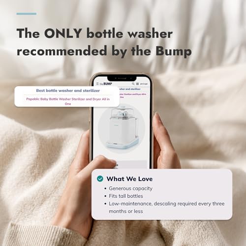 Papablic Bottle Washer Pro, Bottle Washer & Sterilizer & Dryer, 4-in-1 Sanitizer for Bottles, Pump Parts, C-Section& Baby Essentials - Quick & Clean with 60 Detergent Tablets
