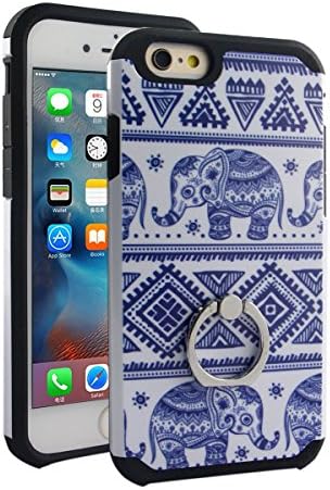 iPhone 6S Case iPhone 6 Case With Ring Holder [KICKSTAND] Unique Hipster Chic BOHO Retro Vintage Girly Designer Cover by TropicaseMAX. Heavy Duty Protection With Great Utility (BOHO Elephant)