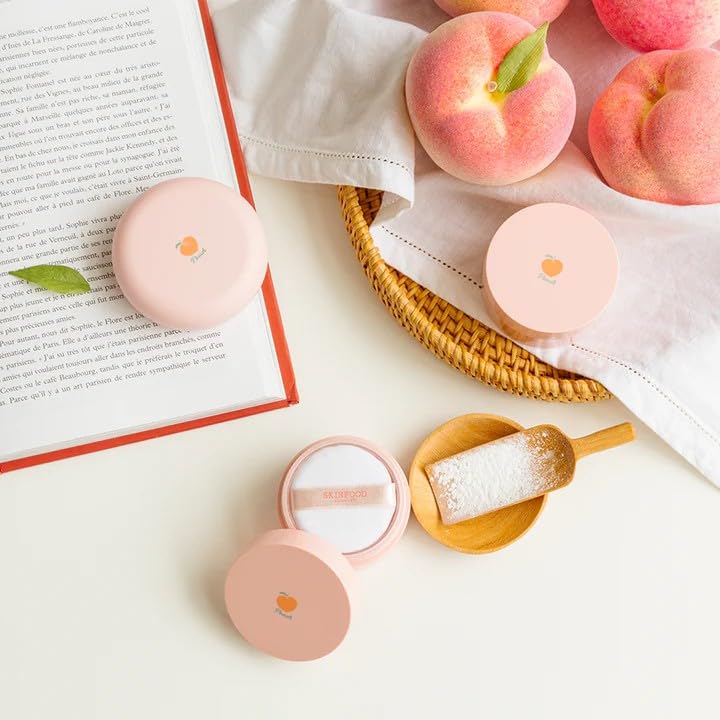 SKINFOOD Peach Cotton Pore Blur Pact - Sebum Control Pack with Silky Texture - Long Lasting Makeup Fixing - Pore Primer with Mineral Powder for Oily Skin - Pore Quick Minimizer