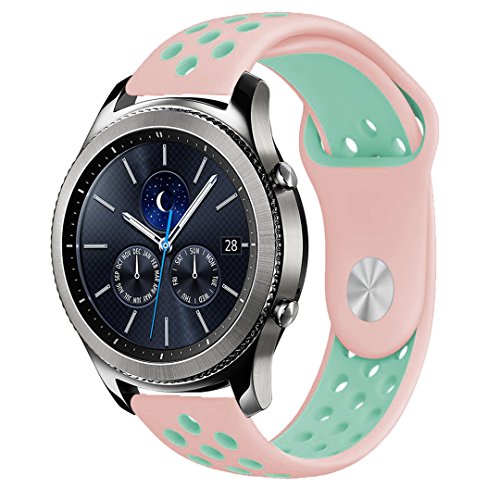 Gear S3 Band, KADES Soft Silicone Band Replacement Strap for Gear S3 Frontier and Gear s3 Classic Smart Watch (Large, Pink/Mint)