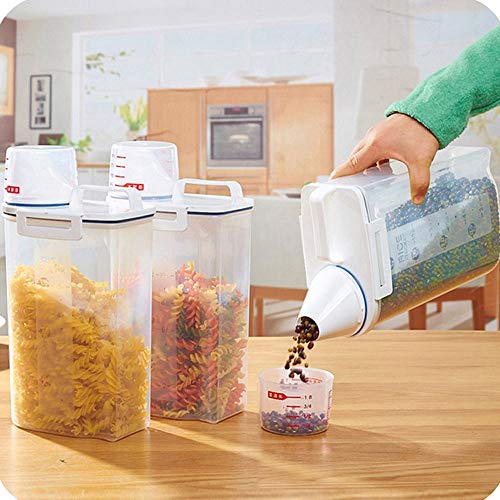 JISETY 2L Non - Toxic Plastic Cereal Dispenser Storage Box Ornament Bins Kitchen Food Grain Rice Container Nice # 1012 B