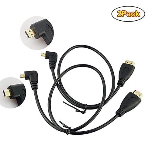 Seadream 2Pack Feet 50CM 90 Degree Angle Micro HDMI Male to HDMI Male  Cable Connector (2Pack Each of Righ
