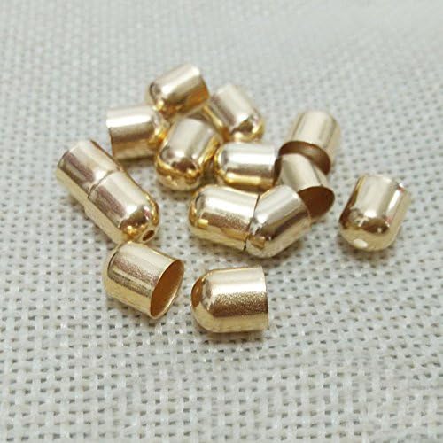 20 PCS Bead Caps End Cap Leather Cord Ends Laciness Tassel Jewelry Metal Pendant Charms Findings Studs Textured Spacers Necklace Earrings Connectors Accessories (KC Gold 6x7mm)