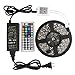 WisHome IP65 Waterproof Flexible 16.4ft 5M SMD5050 300 LEDs Color Changing RGB LED Light Strip Kit with 44 Key IR Remote Controller and 12V 5A Power Supply for Home Christmas Party Decorative