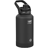 Takeya Sports Water Bottle with Spout Lid - Bottle with Triple Stainless Steel Insulation - Dishwasher Safe & BPA-Free - Bottle with Ice-Blocking Spout Lid & Removable Bumper - 64 oz, Grand Slam Black