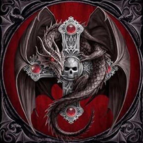 Full Diamond 5D DIY Diamond Painting Skull dragon 3D Embroidery Cross Stitch Rhinestone Mosaic Painting Home Decor (7.9'in.×7.9'in)