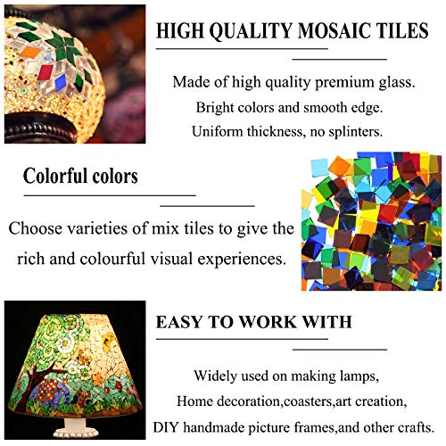 Csdtylh 1100 Pieces Glass Mosaic Tiles for Crafts Bulk, Stained Mosaic Glass Pieces, Mosaic Supplies for Home Decor, Crafts, DIY Projects
