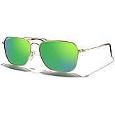 MERRY'S Retro Metal Square Aviator Polarized Sunglasses for Men Women S6028