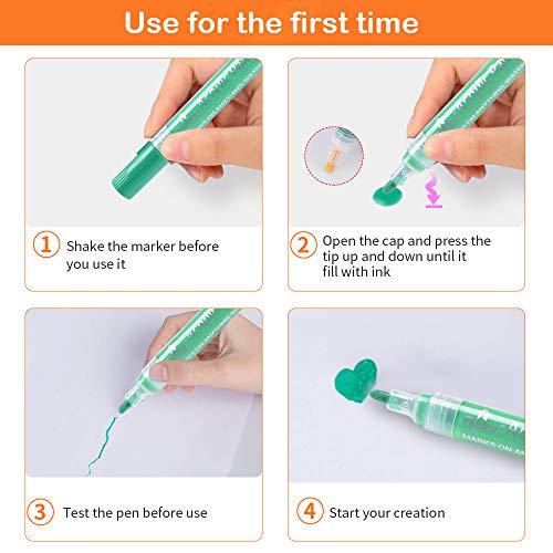 Acrylic Paint Pens Set of 12 Colors Marker Pens for Rock Painting, Ceramic, Porcelain, Glass, Stones, Pebbles, Fabric, Wood & DIY Craft Medium Tip Marker Pen (3mm)