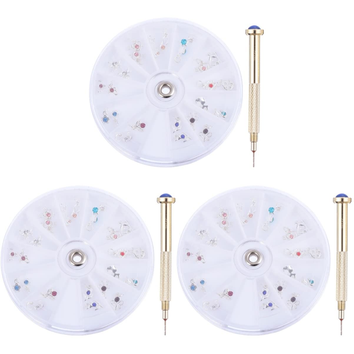 FOMIYES Nail Dangle Charms Set 72 Pieces with Portable Alloy Drill Tool for Diy Manicure and Salon Decoration Nail Art Accessories