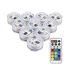 LUXJET Waterproof Submersible LED Lights Wedding Tea Light Remote Controlled, RGB Color Changing for Party Vase Decor Halloween Christmas Home Decoration Accent Lighting, Set of 10