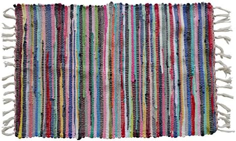 Uniifurn Color Stripe Rag Rugs for Kitchen, Bathroom, Entry Way, Laundry Room (More Color &amp; Size Options Available) (2x3', Multi)