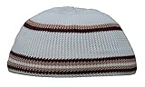 White Maroon & Brown High Quality Nylon Med-Large Stretchy Kufi Hat Skull Cap - Fits 21-23.5 inch Head Sizes