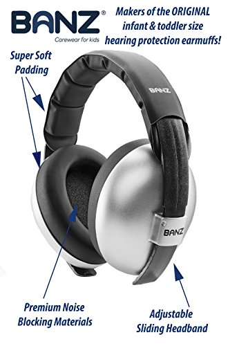 Baby Banz Bluetooth Earmuffs Hearing Protection - Ages 0-2 Years - The Best Headphones for Babies & Toddlers - Block Noise & Play Soothing Sounds, Music & Movies (Silver - Bluetooth Edition)