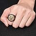 HZMAN Men's Gold Black Tone Stainless Steel Ring Lion Head Shield Biker Vintage