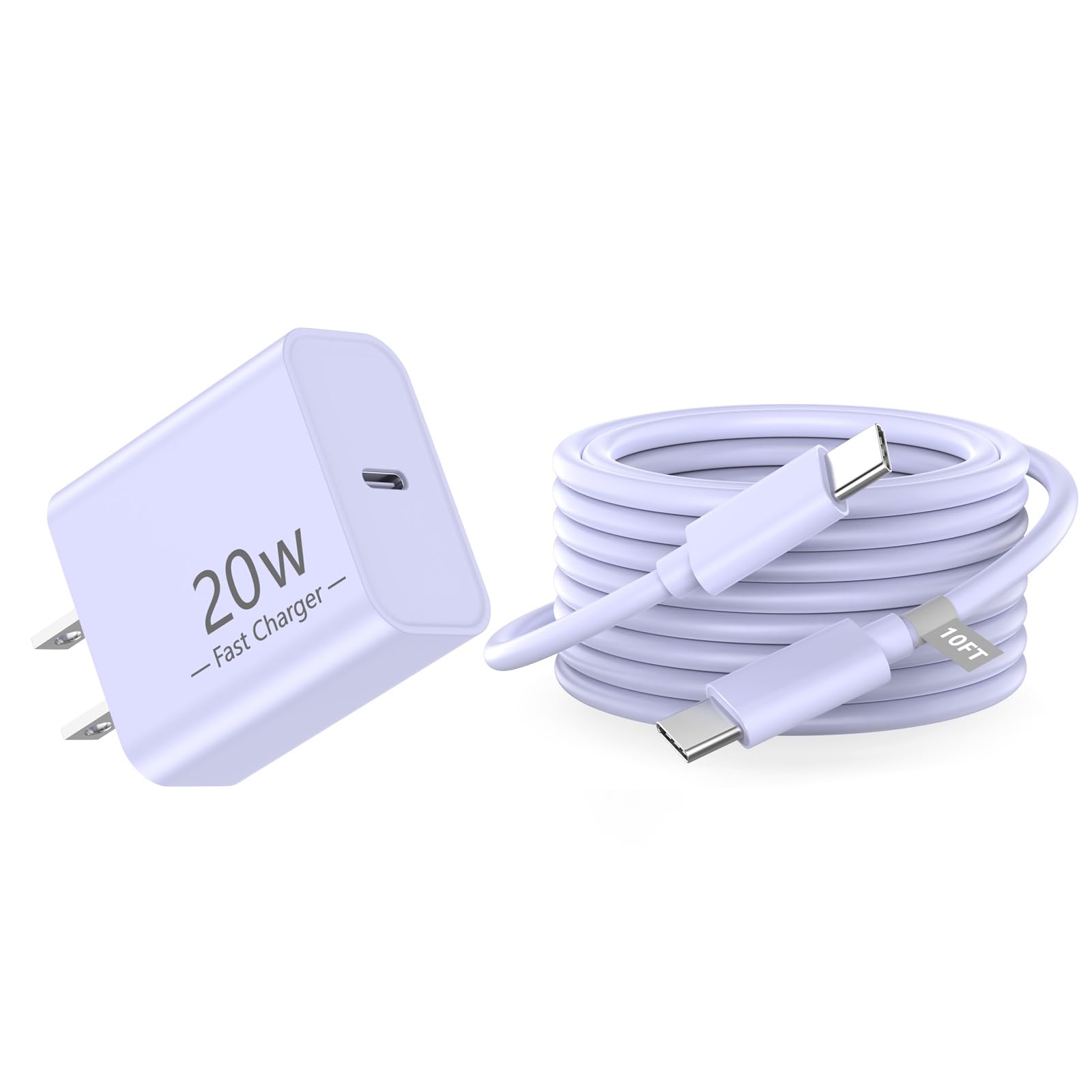 iPhone 17 16 Pro Charger Fast Charging, 20W USB C Fast Charger Block with 10FT Long USB C to C Charging Cable for iPhone 17/17 Pro/17 Pro Max/Air/16/16 Plus/16 Pro/16 Pro Max/15/15 Pro Max, Purple