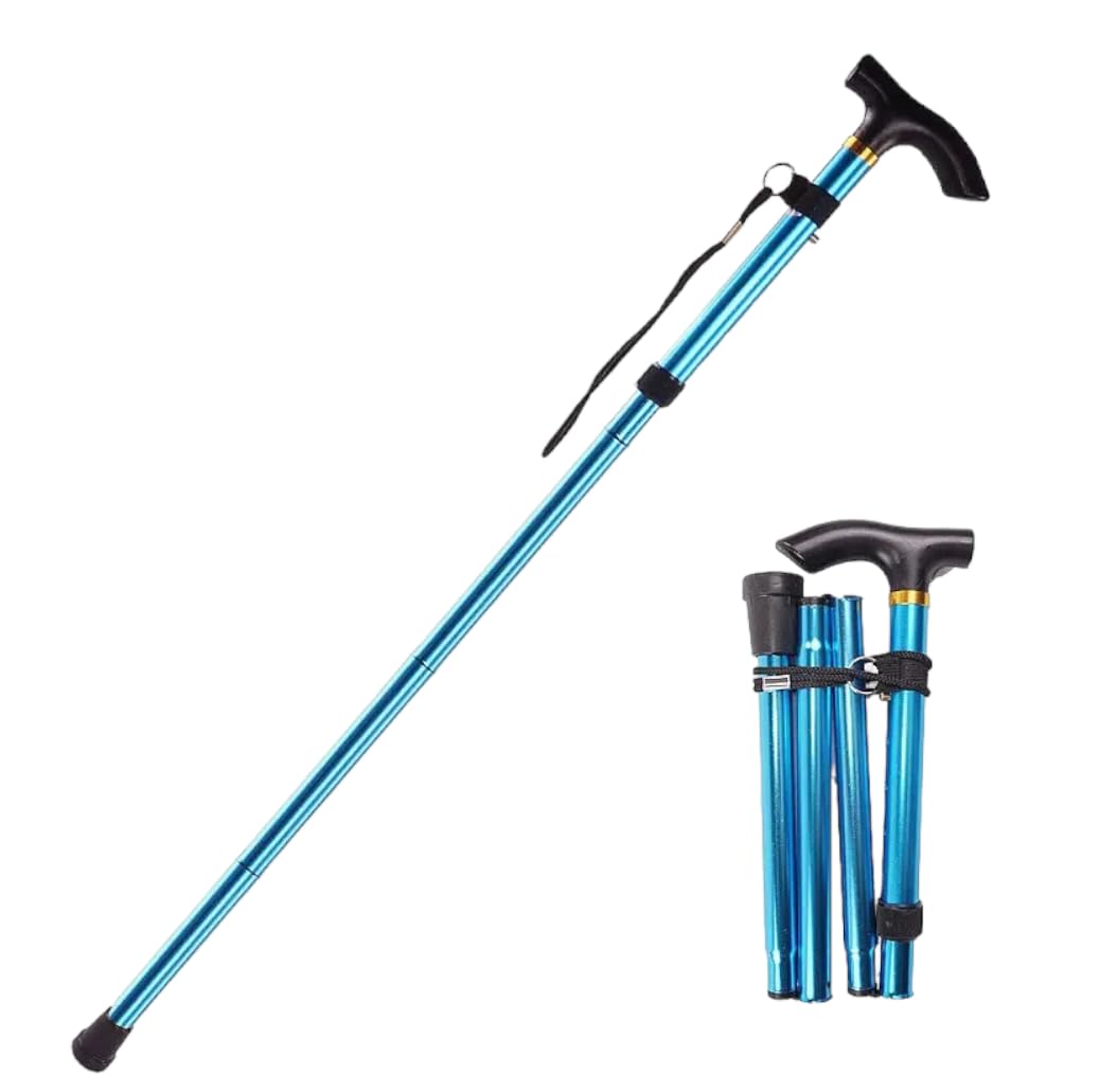 Walking Sticks for Men and Women, Lightweight Foldable Extendable Walking Aid, Mobility Aid, Collapsible & Comfortable Grip Durable T Handles, Aluminium Walking Canes (Blue)