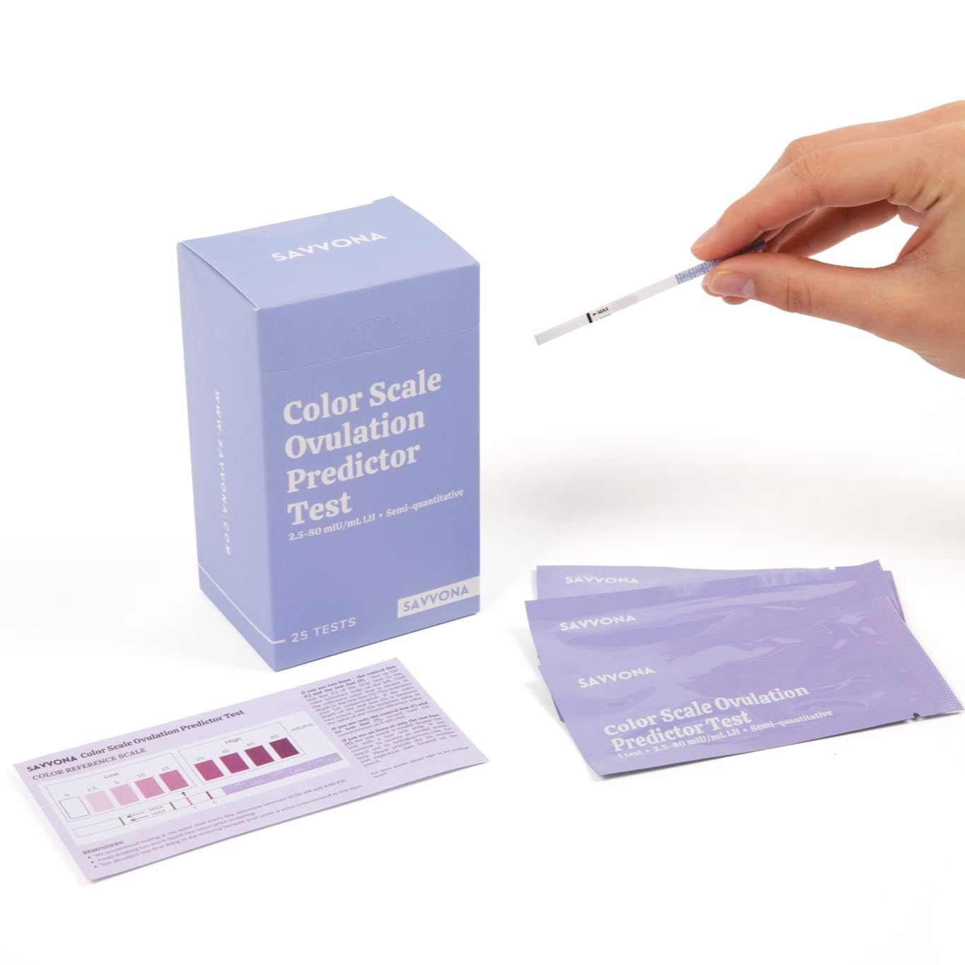 Ovulation Test Strips - Over 99% Accurate at Detecting LH - Color Scale Predictor Kit - Pinpoint Peak Fertility - Accurate Family Planning - Indvidually Wrapped - Results in Minutes - 25ct