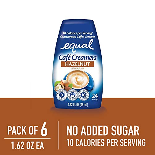 EQUAL Café Coffee Creamers Hazelnut, Low-Calorie Coffee Creamer, 1.62 Ounce (Pack of 6)
