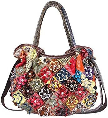 Segater Women's Multicolor Floral Crossbody Bag, Vintage Cowhide