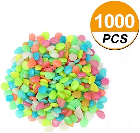 CFKJ [1000 Pcs 5lb] Glow in The Dark Stones,Fish Tank Aquarium Decoration Gravel Rocks,Garden Glowing Pebbles Luminous Stones for Outdoor,Yard Grass,Walkway,Backyard Driveway Décor