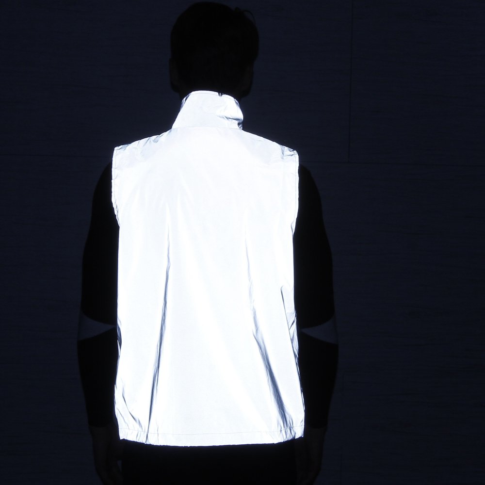 LZLRUN Reflective Vest Jacket Casual Hiphop Windbreaker Night Sporting Coat Hooded Fluorescent Clothing