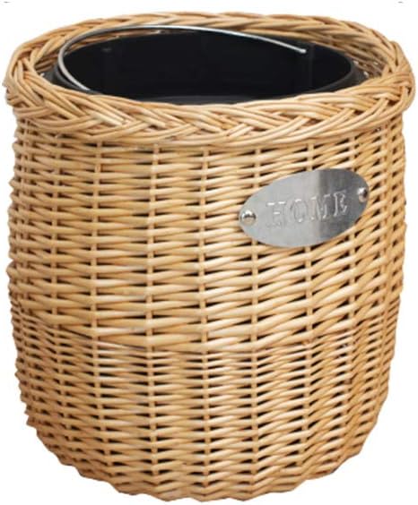 Rart Rota Papeleras,Ronda Handwoven Cubo De Basura Papelera De Mimbre