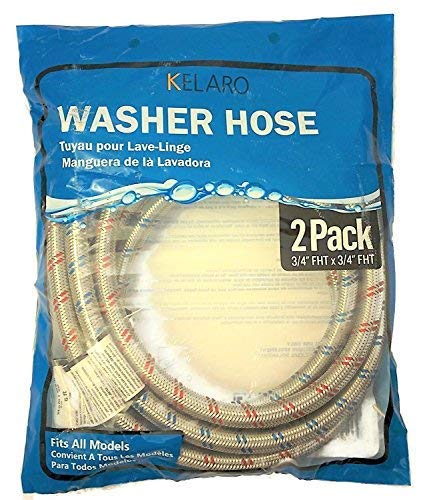 Premium Stainless Steel Washing Machine Hoses with 90 Degree Elbow, 6 Ft Burst Proof (2 Pack) Red and Blue Striped Water Connection Inlet Supply Lines - Lead Free - Thumbnail 3