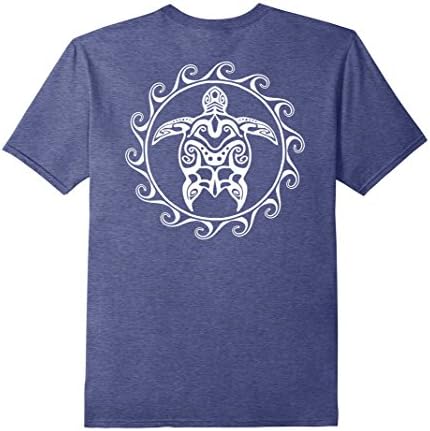 Men's Tribal Polynesian Maori Sun Sea Turtle Island T-shirt Large Heather Blue